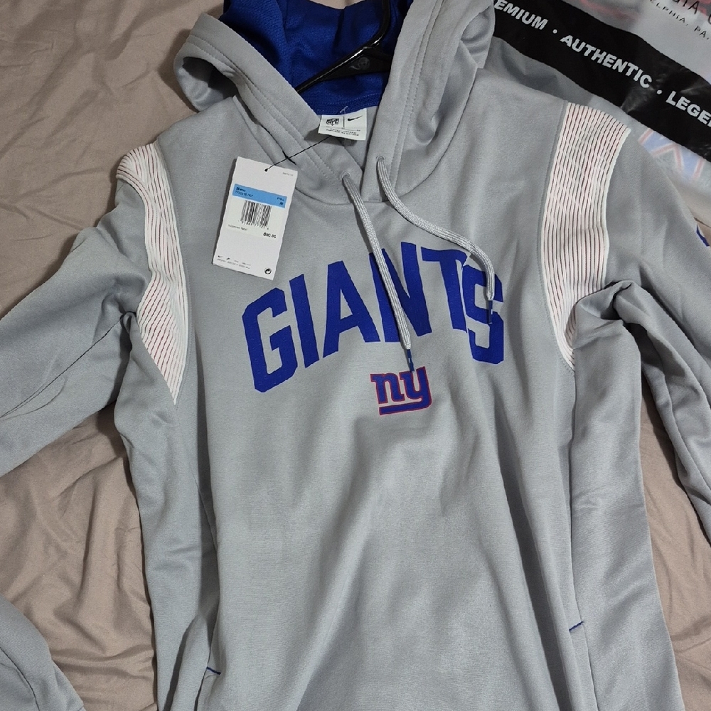 Nike Gray New York Giants Pullover Hoodie with Blue Logo